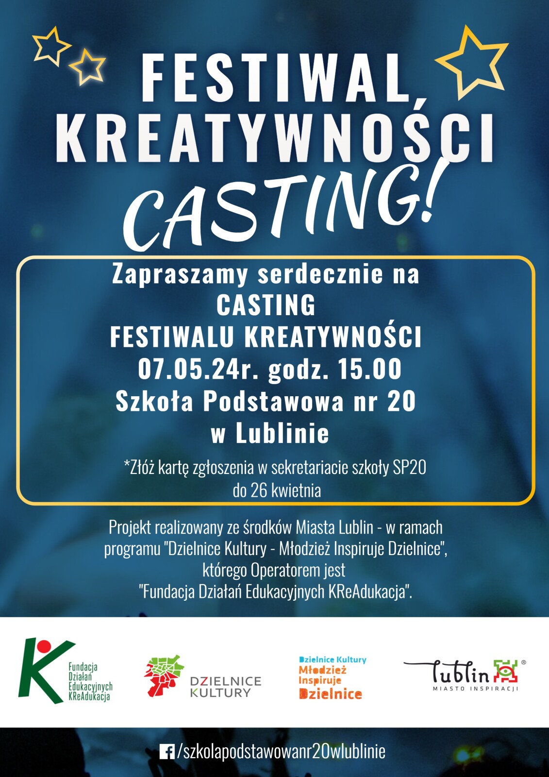 Plakat casting festiwal kreatywności